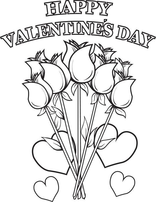 Printable Valentine Day Coloring Pages
 Happy Valentine s Day Flowers Coloring Page