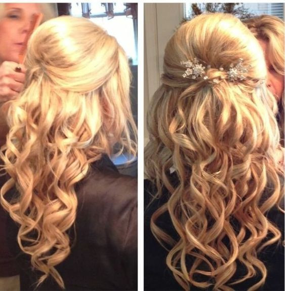 Prom Hairstyle Curls
 Prom hair half updo curly with volume
