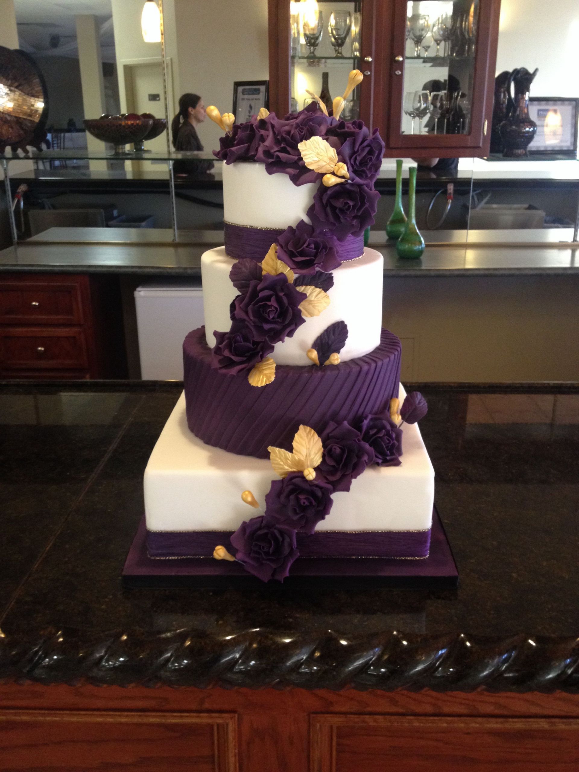 Purple And Gold Wedding Theme
 Plum and gold wedding cake by