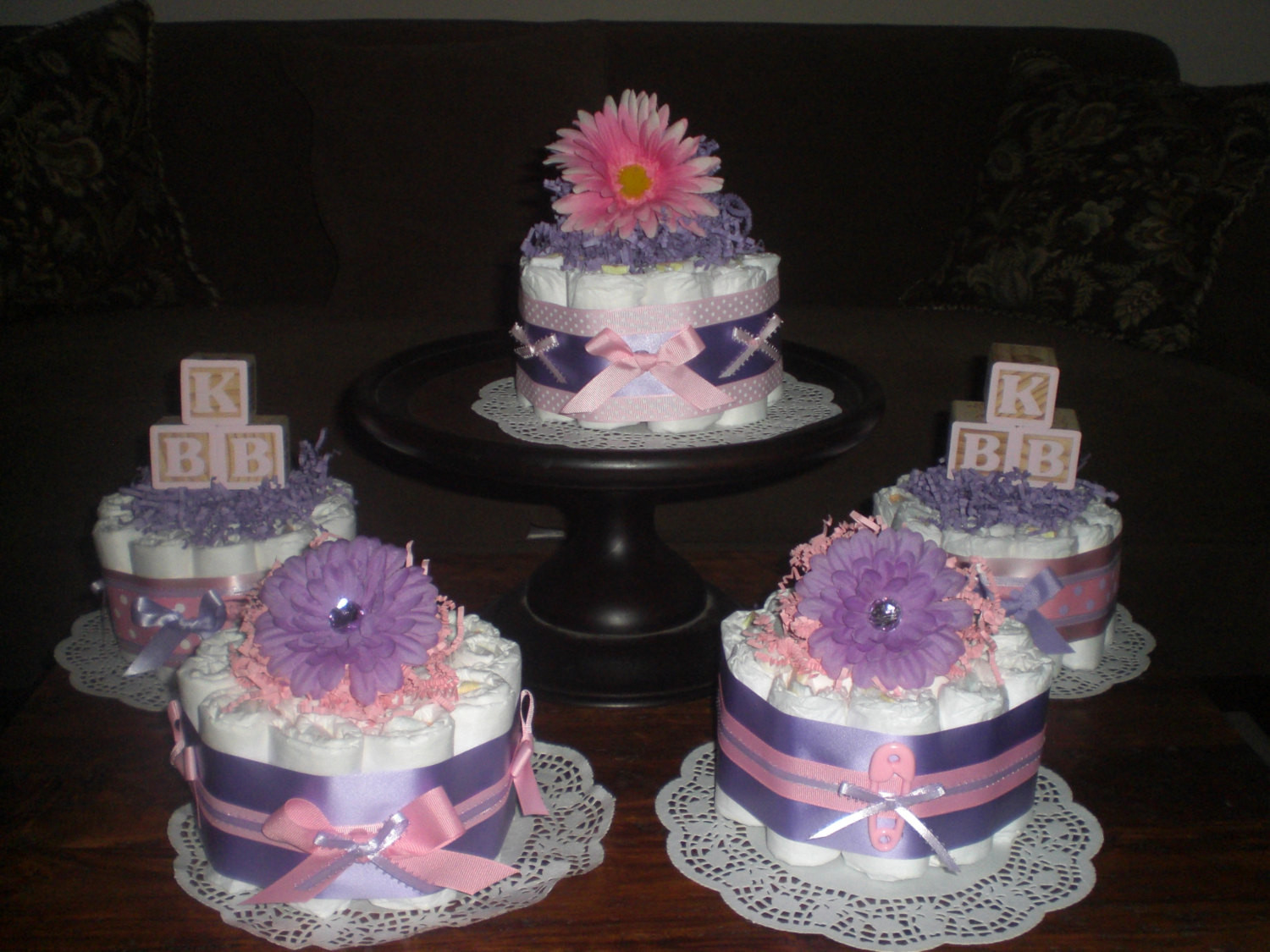 Purple Baby Shower Decor
 Purple and Pink Baby Shower Centerpieces by