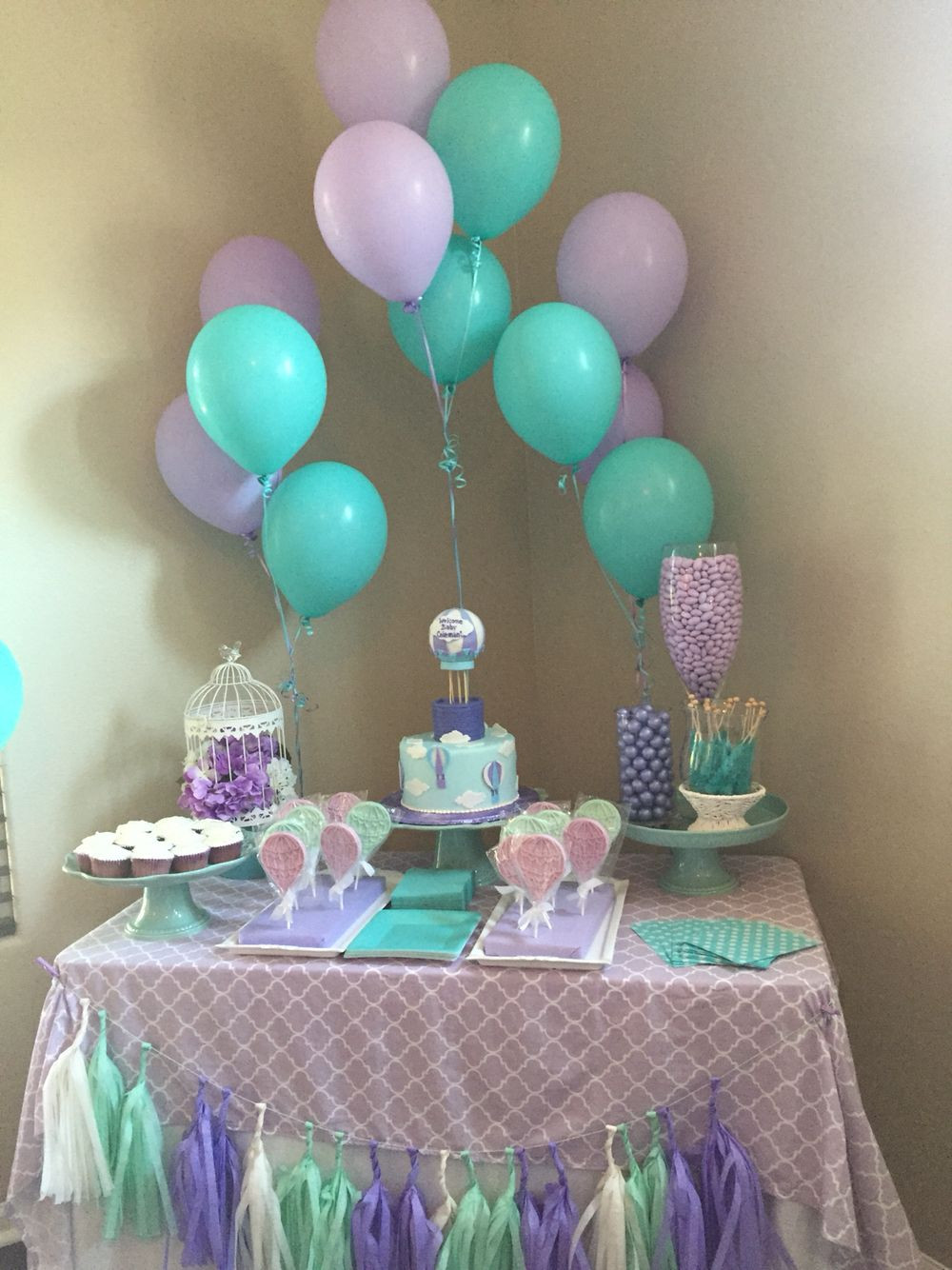Purple Baby Shower Decor
 Mint and lavender baby shower Baby shower ideas