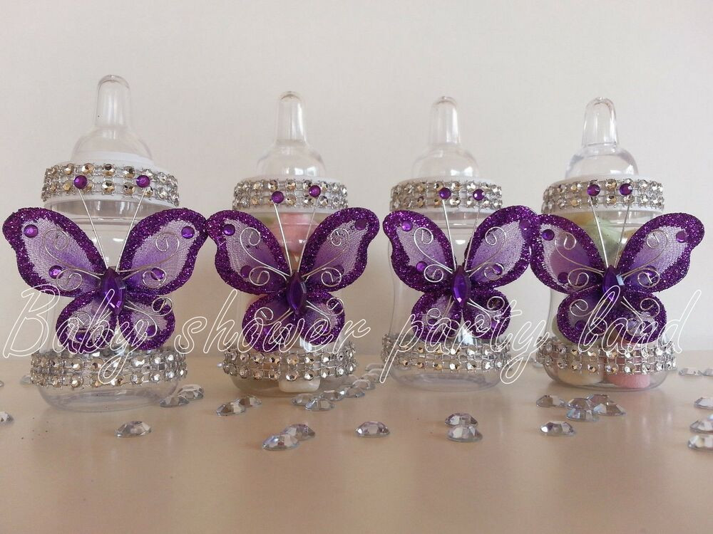 Purple Baby Shower Decor
 12 Purple Fillable Butterfly Bottles Baby Shower Favors
