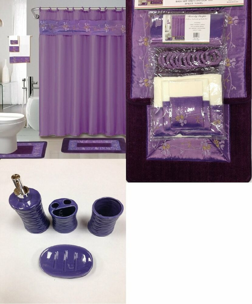 Purple Bathroom Decor
 22Pc Bath Accessories ceramic Set beverly purple bathroom
