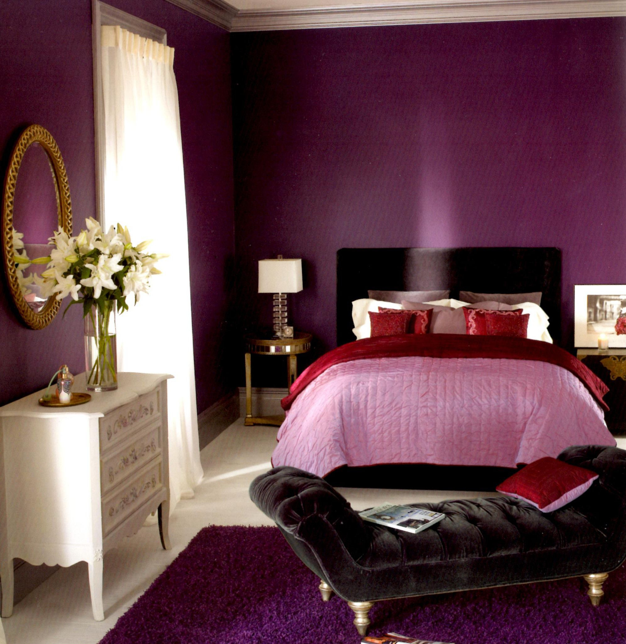 Purple Paint Color For Bedroom
 The Bedroom in this purple bedroom color ideas looks