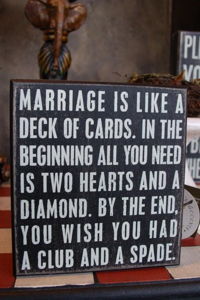 Quote For Marriage
 Marriage is like a deck of cards funny