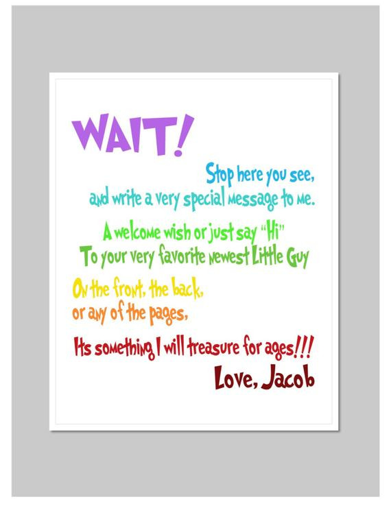 Quotes For Baby Shower Books
 Items similar to Dr Seuss Quote Baby Shower Guest Book