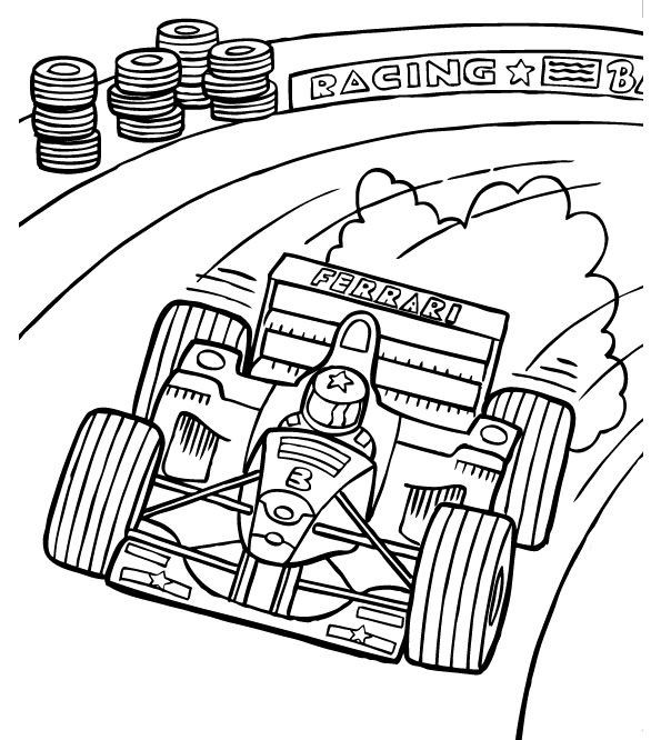 Race Car Coloring Pages For Kids
 F1 Track Racing Coloring Page Formula 1 car coloring