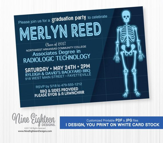 Radiology Graduation Party Ideas
 Radiology Tech Graduation INVITATION X ray by
