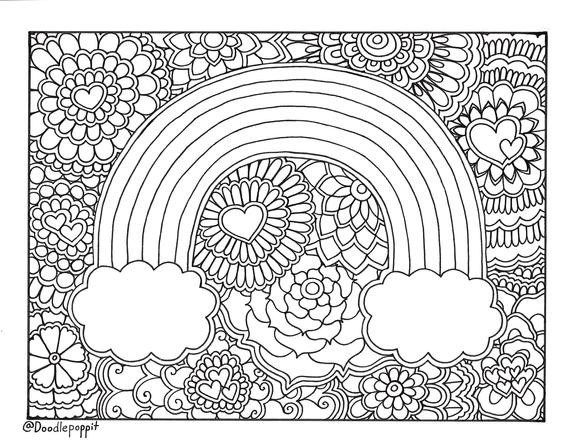 Rainbow Coloring Pages For Adults
 Rainbow Pride Coloring Page Coloring Book Page Printable