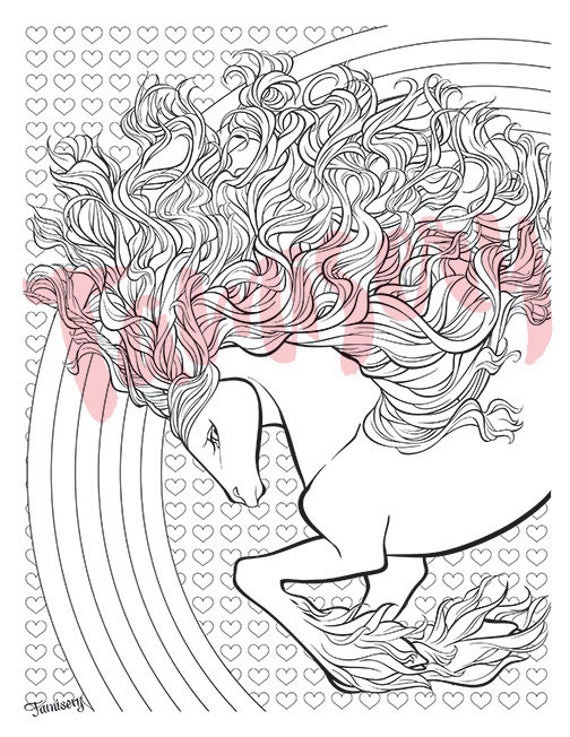Rainbow Coloring Pages For Adults
 Rampant Rainbow 8 5x11 printable coloring page Adult coloring