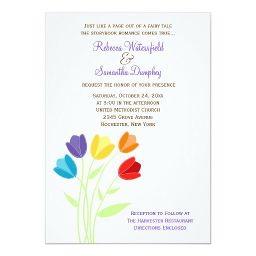 Rainbow Wedding Invitations
 Tulip Multi color Rainbow Wedding Invitation