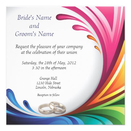 Rainbow Wedding Invitations
 Personalized Rainbow Wedding Invitations