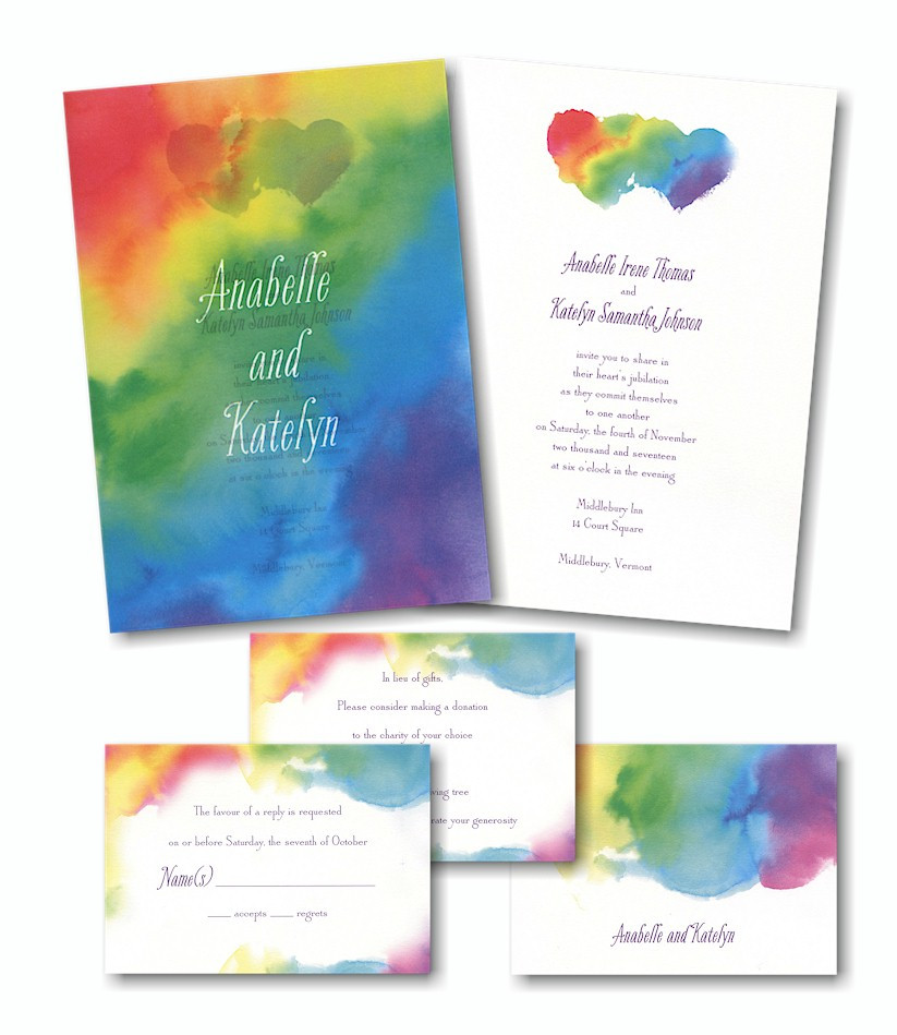 Rainbow Wedding Invitations
 Quince Invitations