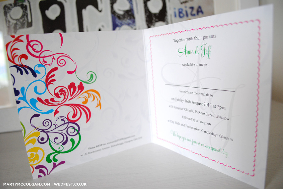 Rainbow Wedding Invitations
 Rainbow Carnival Typography Wedding Invitations