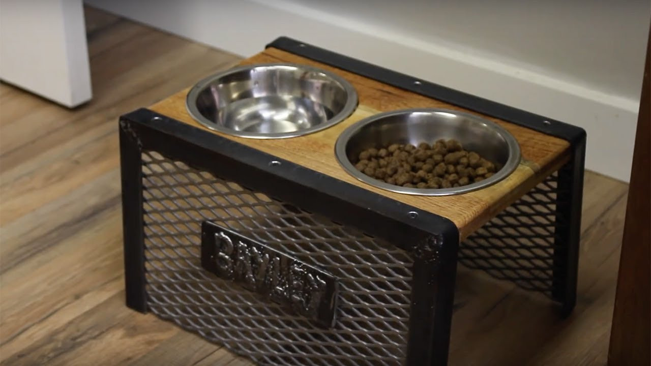 Raised Dog Bowl DIY
 DIY Industrial Raised Dog Bowl Holder