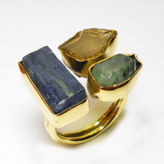 Raw Gemstone Rings
 Raw Citrine Ring Gemstone Ring Artisan Ring Kyanite by Vedka