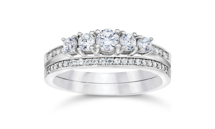 Real Wedding Rings
 5 8 Carat Real Diamond Engagement Wedding Ring Set White
