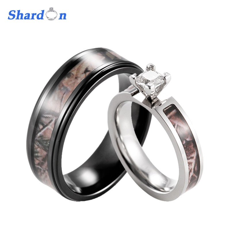 Realtree Camo Wedding Rings
 SHARDON Realtree Camo Engagement Wedding Ring Set Titanium