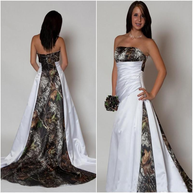 Realtree Wedding Dresses
 New Arrival Strapless Camo Wedding Dress with Pleats