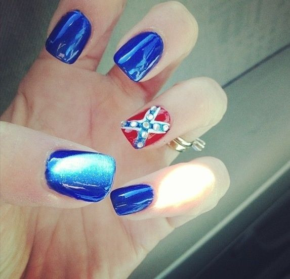 Rebel Flag Nail Art
 redneck nail art Pinned by Baylee Brown