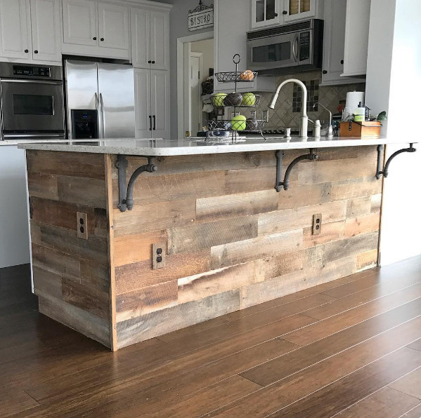 Reclaimed Wood Kitchen Island DIY
 The Reclaimed Brown on this kitchen island remodel is