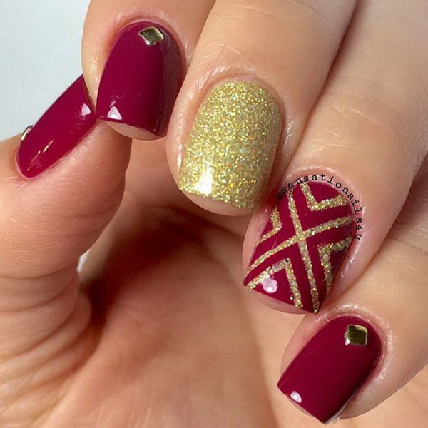 Red And Gold Glitter Nails
 70 Stunning Glitter Nail Designs 2017