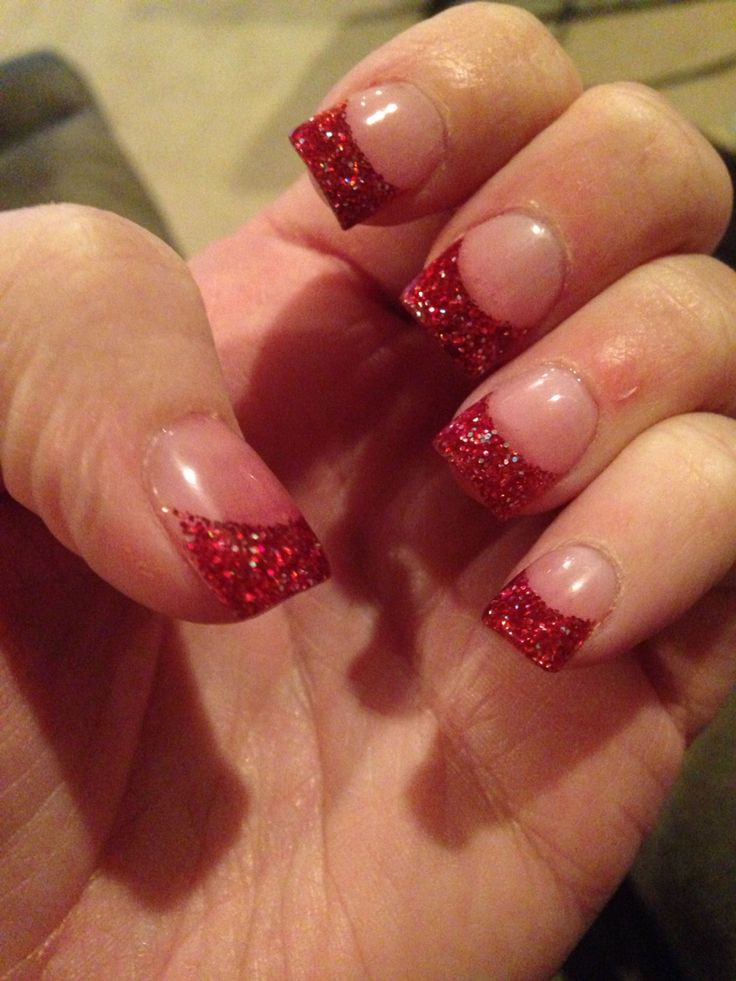 Red Glitter Tips Nails
 Best 25 Red glitter nails ideas on Pinterest