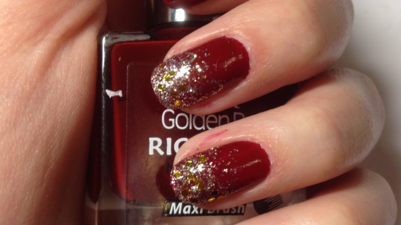 Red Glitter Tips Nails
 Create Red Gold Glitter Nails DIY Beauty Guidecentral