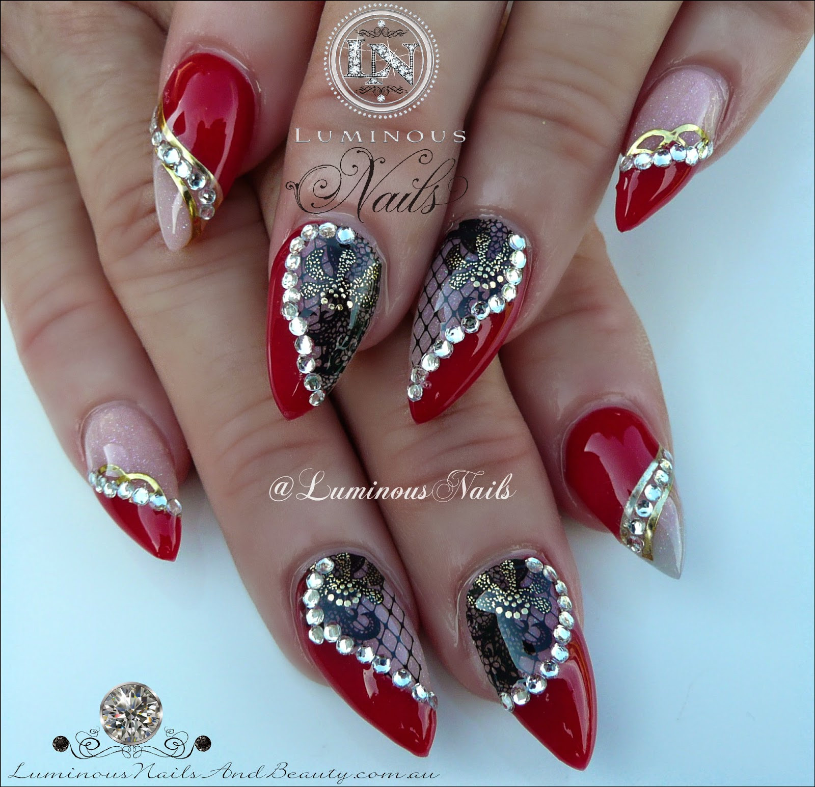 Red Nail Designs With Rhinestones
 red nail designs with rhinestones