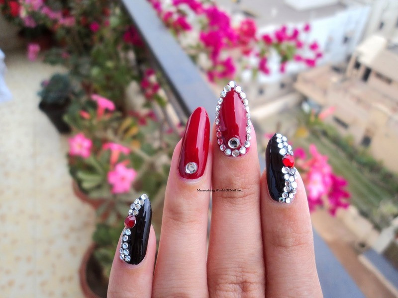 Red Nail Designs With Rhinestones
 40 Most Stylish Red Stiletto Nail Art Ideas
