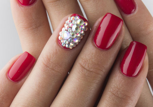 Red Nail Designs With Rhinestones
 19 Dazzling Nail Art Design Ideas with Rhinestones