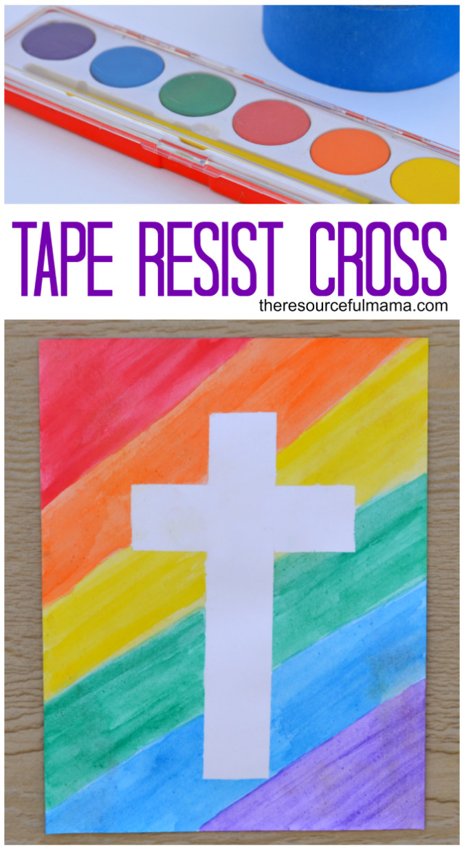 Religious Easter Craft For Kids
 Tape Resist Easter Cross Craft