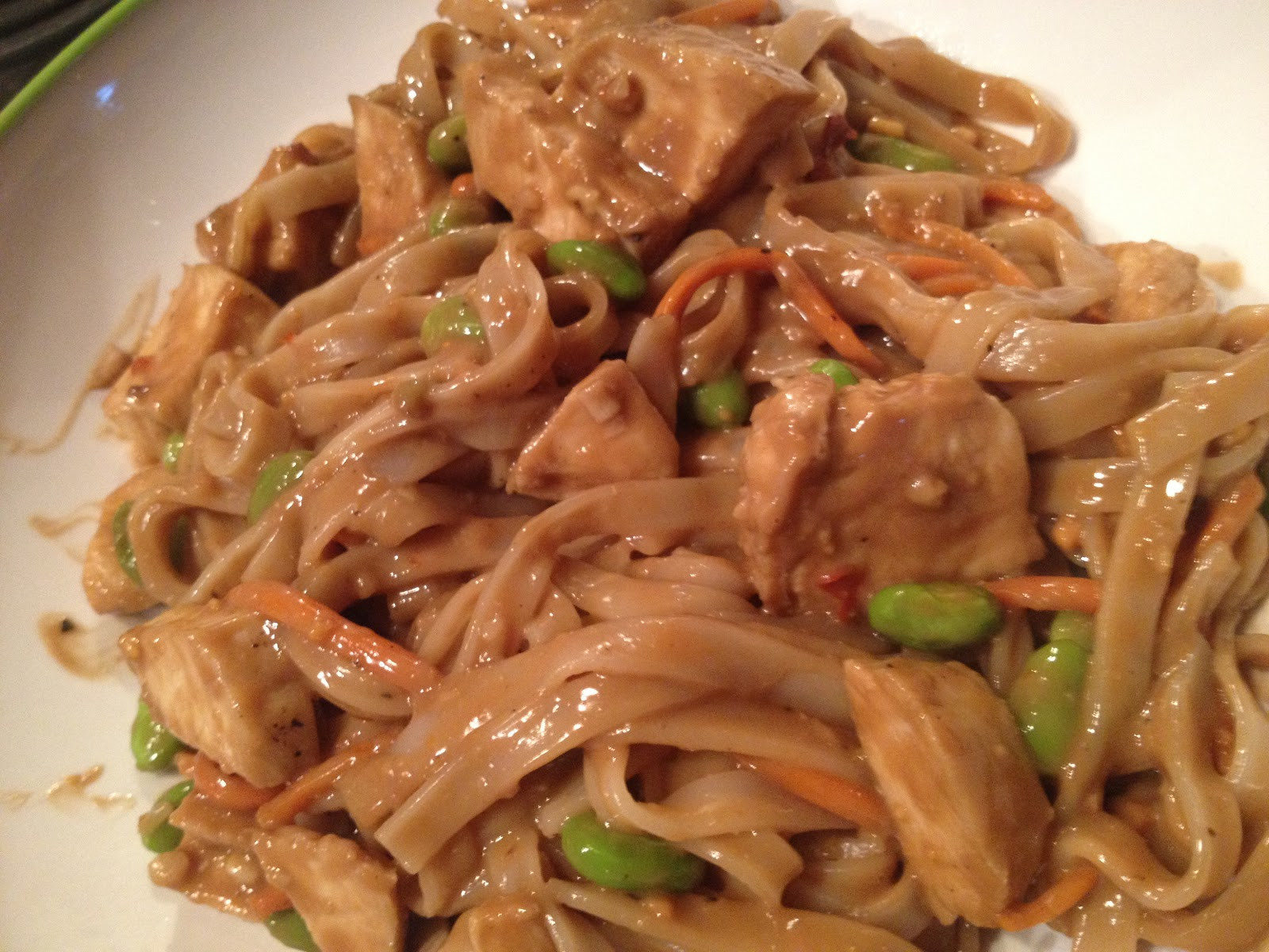 Rice Noodles With Peanut Sauce
 Now I Sit Me Down To Eat Thai Peanut Butter Chicken with