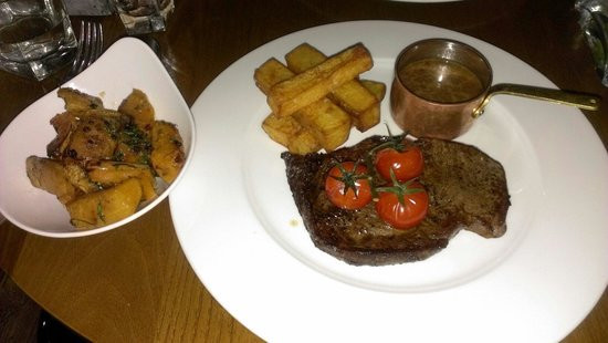 Roast Duck Side Dishes
 Ribeye steak with duck fat chips a side of peppercorn