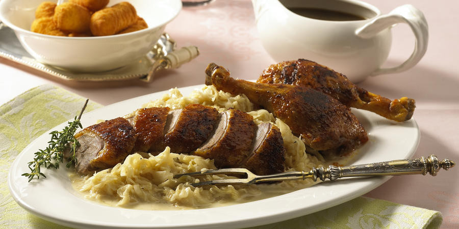 Roast Duck Side Dishes
 Roast Duck With Creamy Sauerkraut