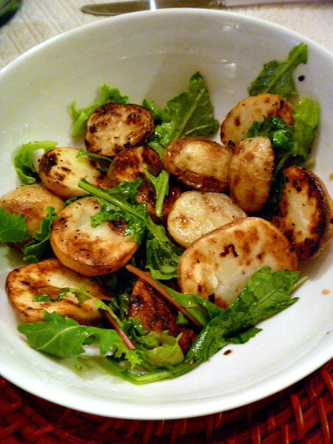 Roasted Baby Gold Potatoes
 Slice of Southern Roasted Baby Gold Potatoes with Arugula