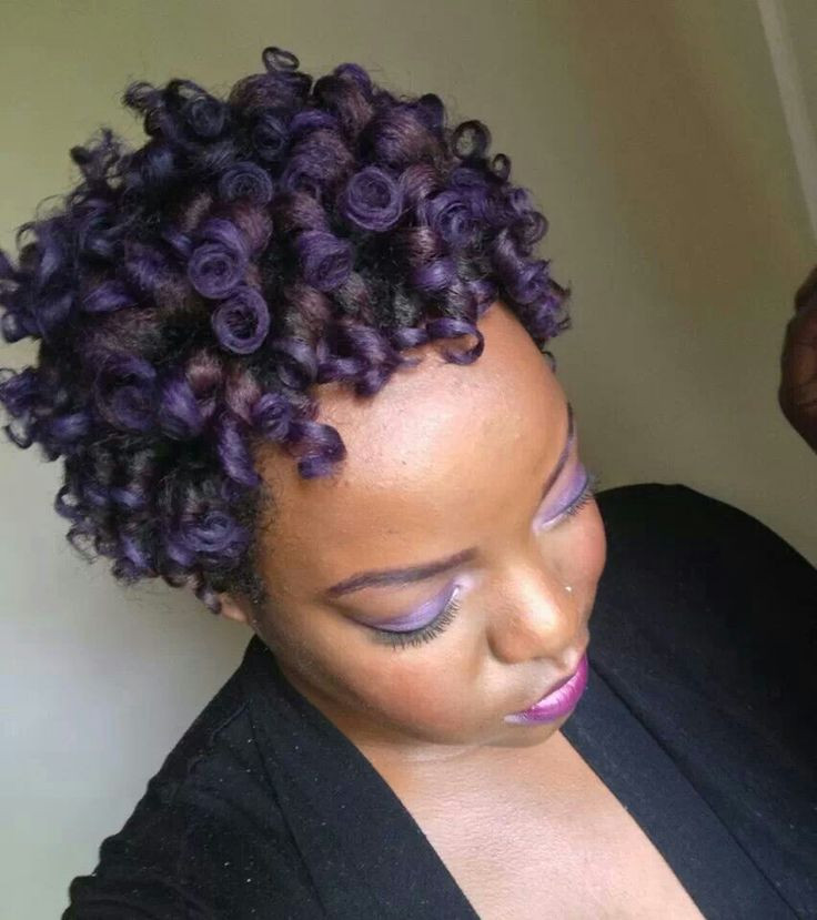 Roller Set Hairstyles For Black Hair
 Purple hair ller set on on natural hair Hairstyle