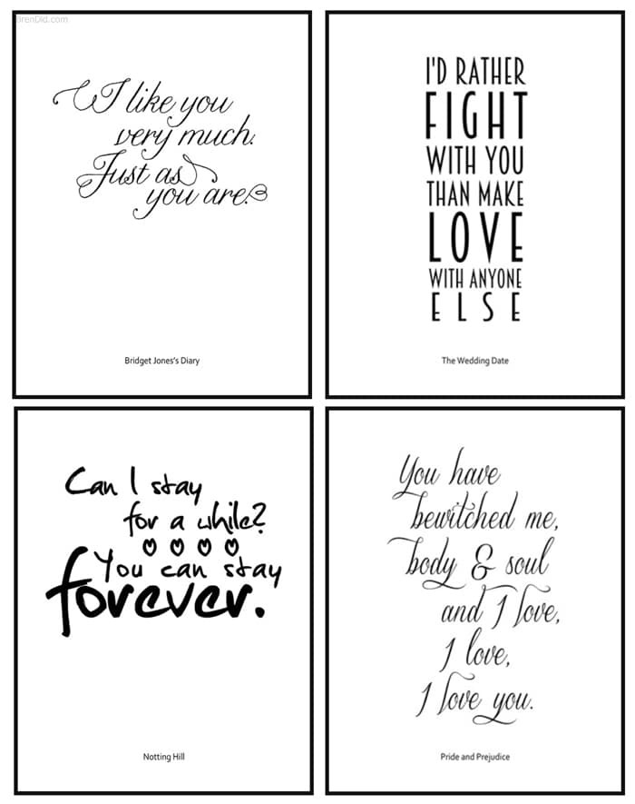 Romantic Date Quotes
 Romantic Movie Quotes Valentine Printables Bren Did