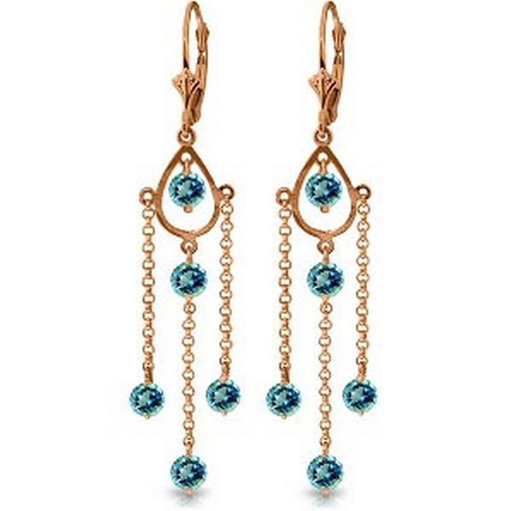 Rose Gold Chandelier Earrings
 14K Solid Rose Gold Chandelier Earrings with Blue Topaz IRS