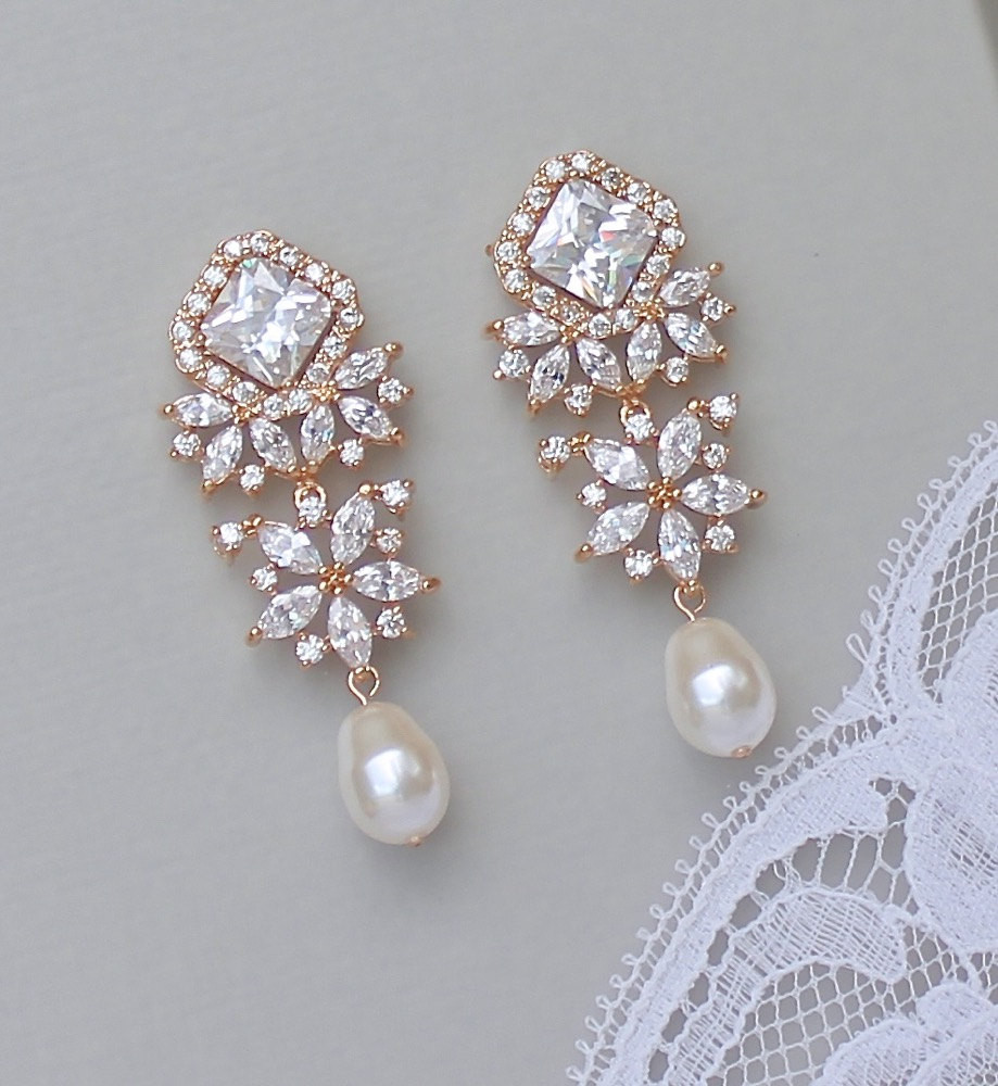 Rose Gold Chandelier Earrings
 Crystal Chandelier Earrings Rose Gold Bridal Earrings Gold