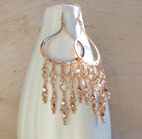 Rose Gold Chandelier Earrings
 Rose gold earrings rose gold chandelier earrings handmade