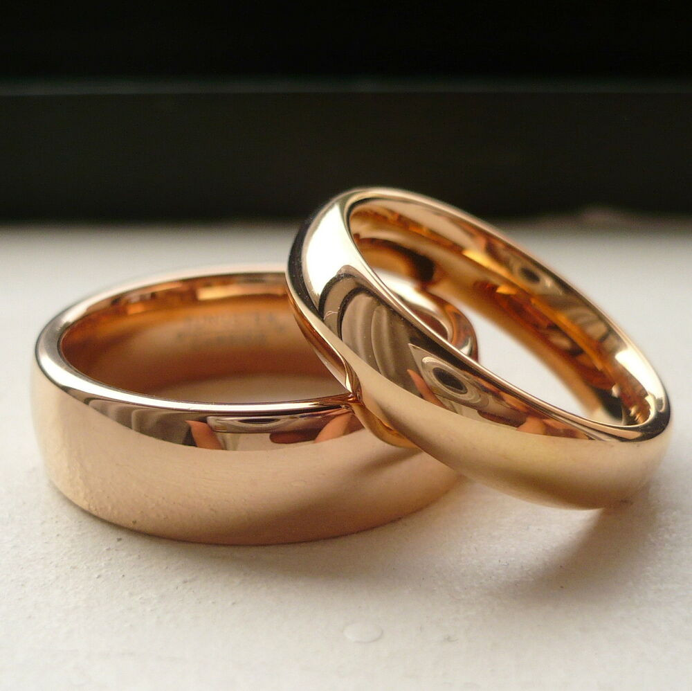 Rose Gold Wedding Band Sets
 TUNGSTEN CARBIDE ROSE GOLD PLATED HIS & HER WEDDING BAND