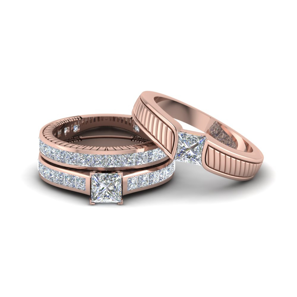 Rose Gold Wedding Ring Sets
 Get Our 14k Rose Gold Trio Wedding Ring Sets Fascinating