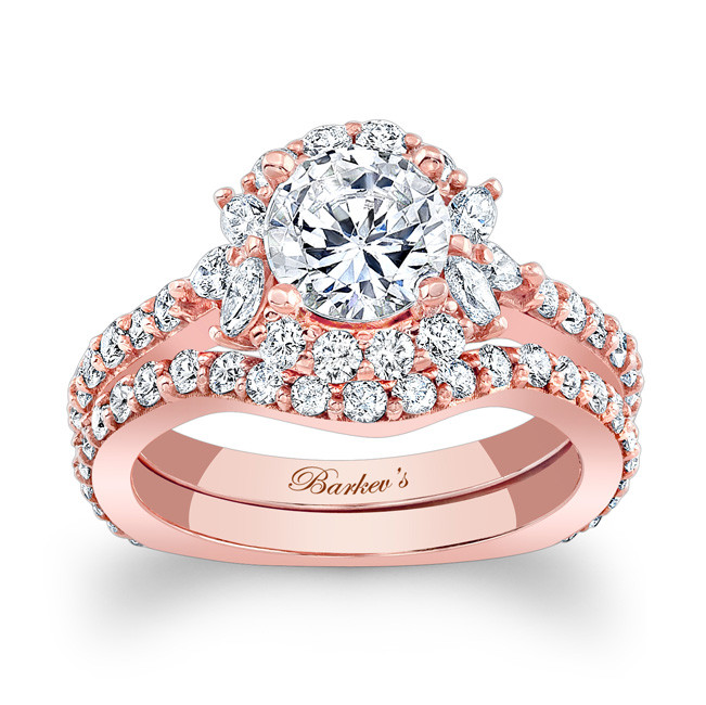 Rose Gold Wedding Ring Sets
 Barkev s Rose Gold Bridal Set 7949SP