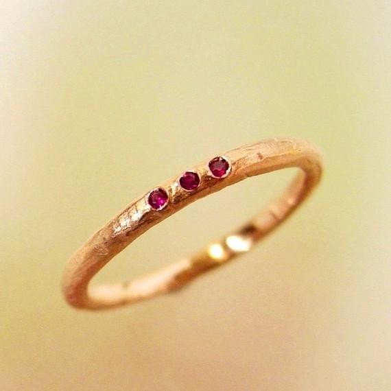 Ruby Wedding Band
 Rose Gold Ruby Wedding Band Stacking Ring by