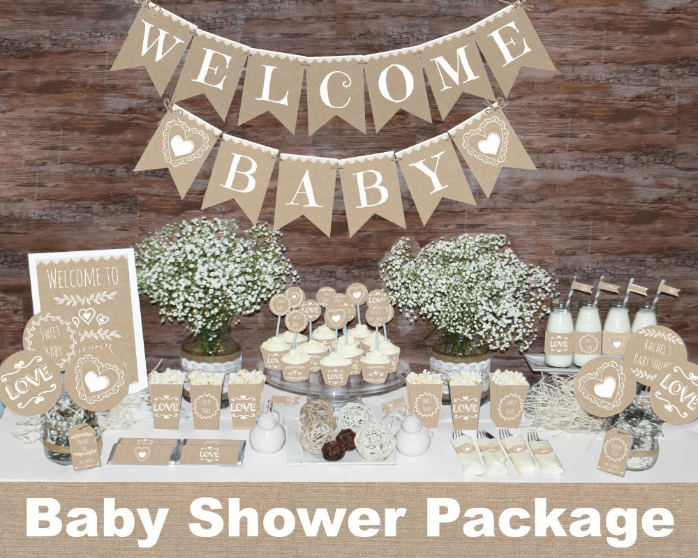 Rustic Baby Shower Decor
 Rustic baby shower decorations printable Gender neutral baby