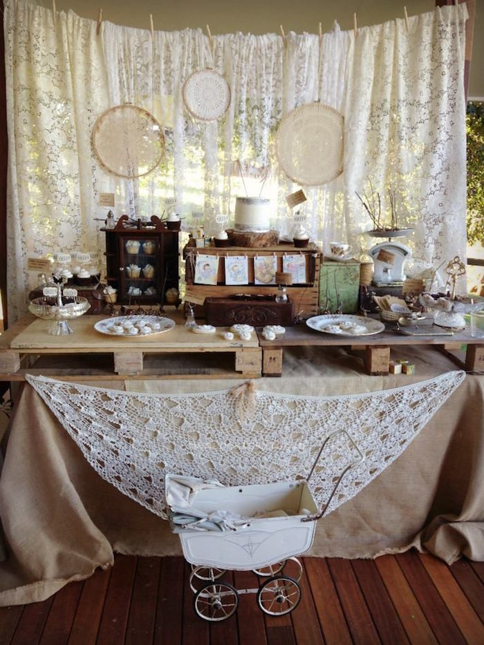 Rustic Baby Shower Decor
 Kara s Party Ideas Rustic Lace Baby Shower