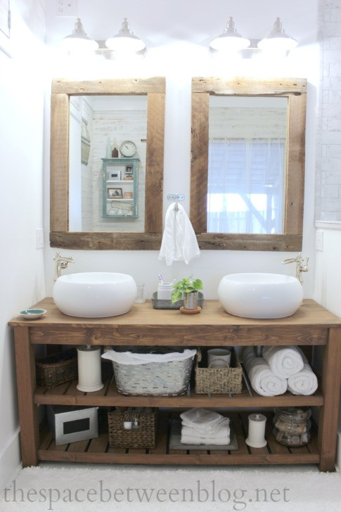 Rustic Bathroom Vanity Mirrors
 upcycling idea DIY reclaimed wood framed mirrors