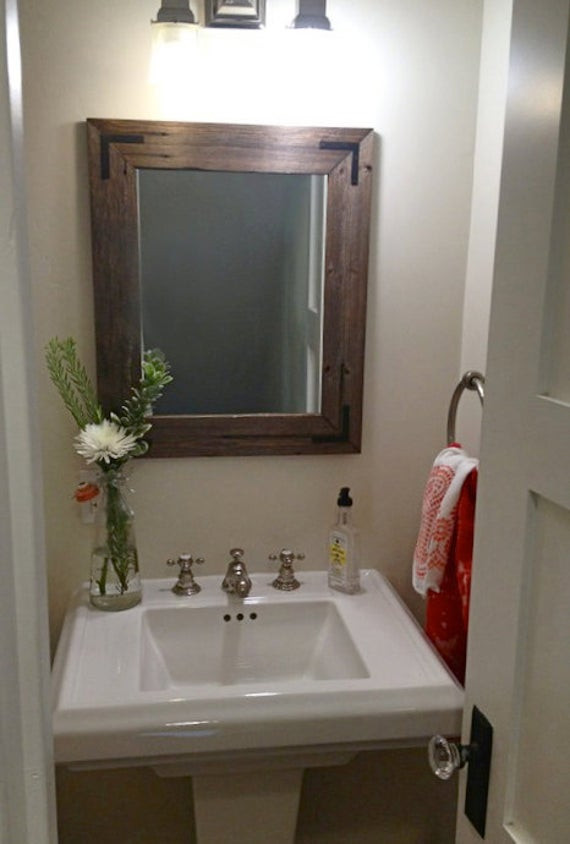 Rustic Bathroom Vanity Mirrors
 24x30 Reclaimed Wood Bathroom Mirror Rustic by HurdandHoney
