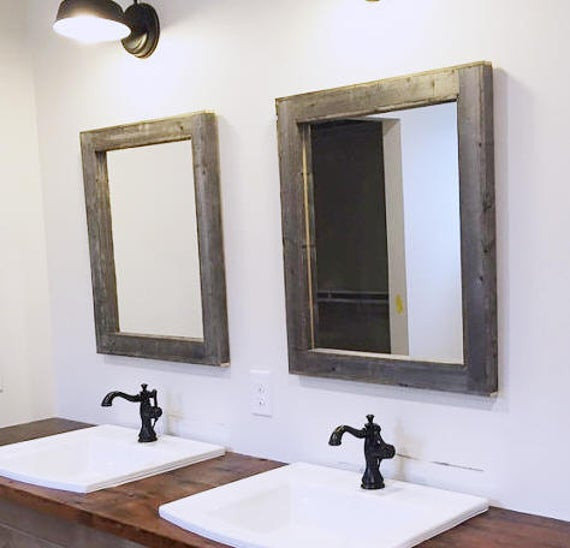 Rustic Bathroom Vanity Mirrors
 2 Reclaimed Wood Mirrors Size 28 x 34 Rustic bathroom Mirror